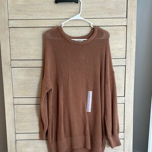Old Navy Brown Crew Neck Sweater Soft Knit Relaxed Fit